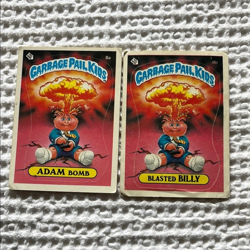 Garbage Pail Kids Adam Bomb 8a and Blasted Billy 8b Cards
